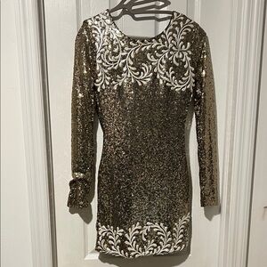 Glamorous Sequin Dress with White Detailing